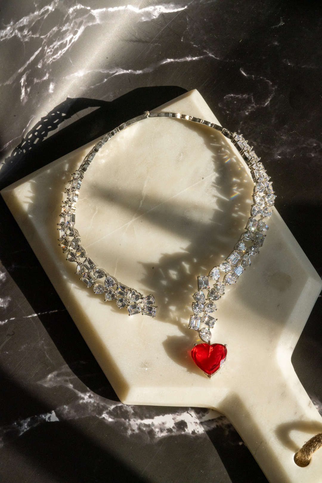 Panache - Luxe Heart Y-Drop Statement Necklace Set