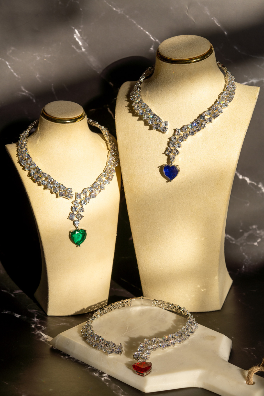 Panache - Luxe Heart Y-Drop Statement Necklace Set