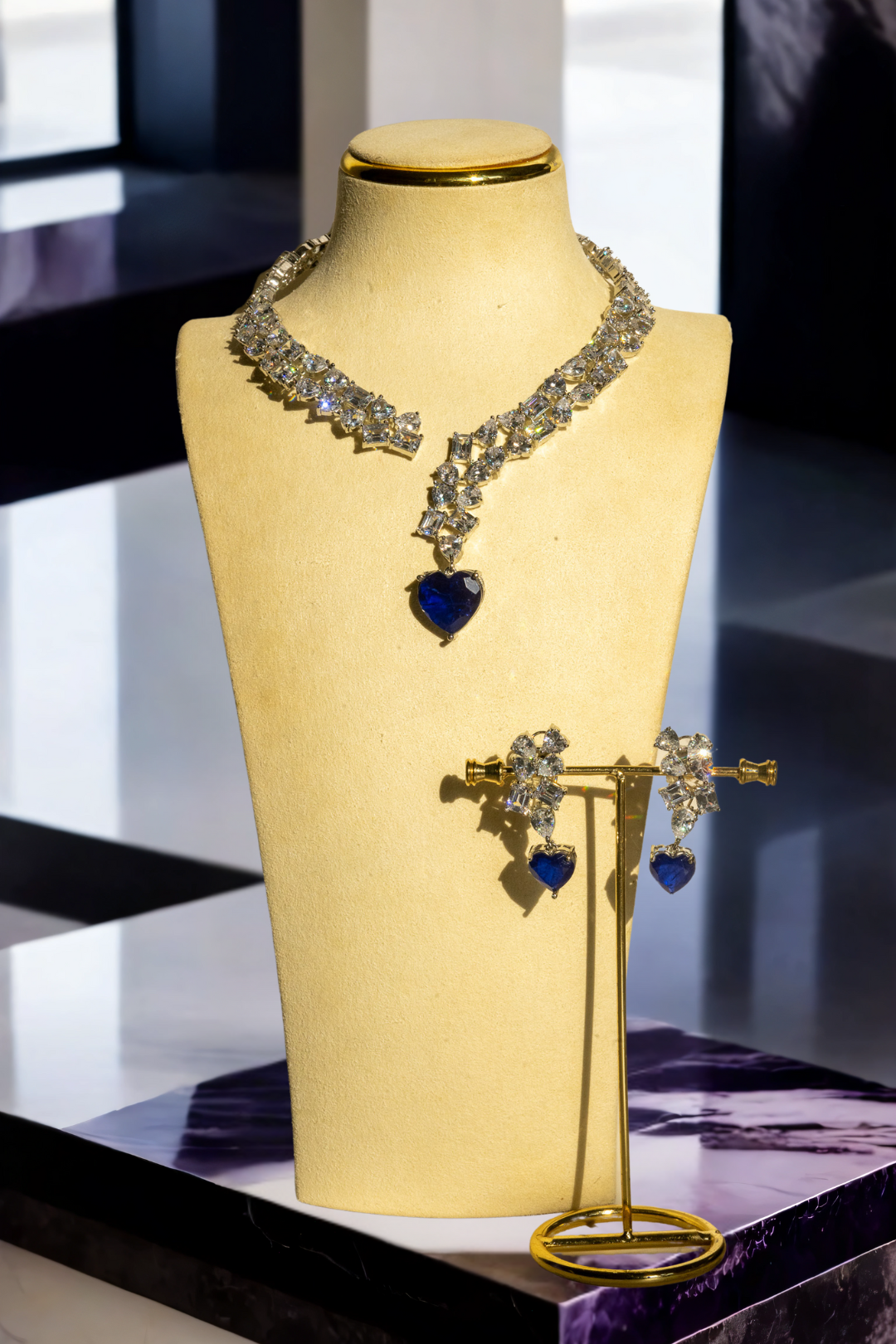 Panache - Luxe Heart Y-Drop Statement Necklace Set