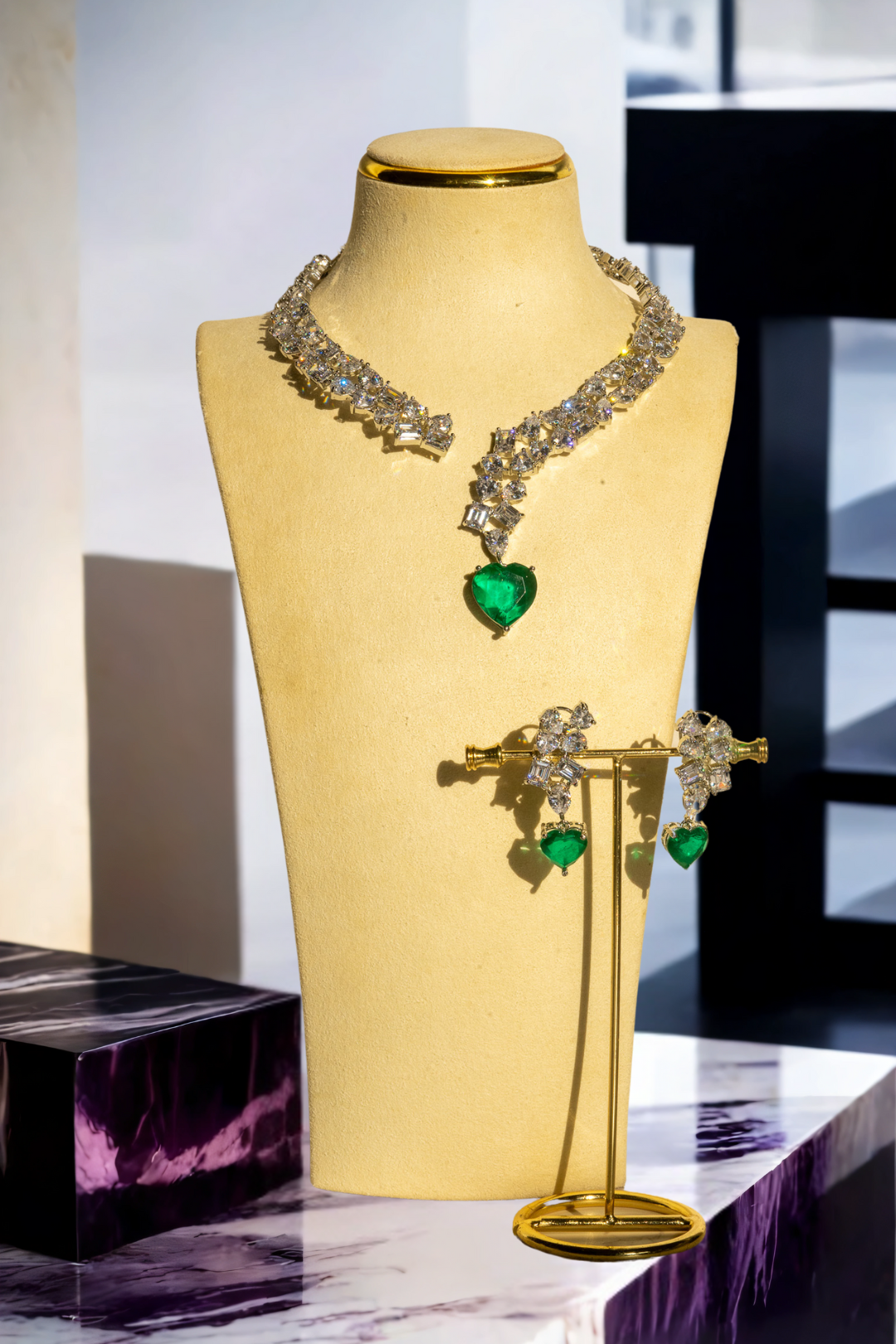 Panache - Luxe Heart Y-Drop Statement Necklace Set