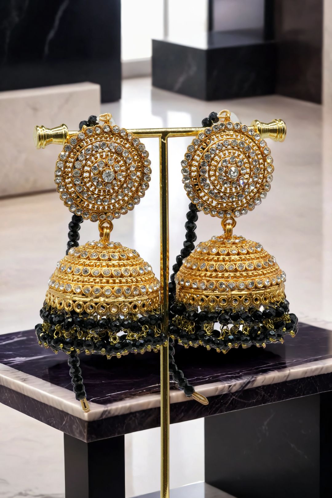 Tabiha -  Handcrafted Jhumka Earrings & Maang Tikka Set
