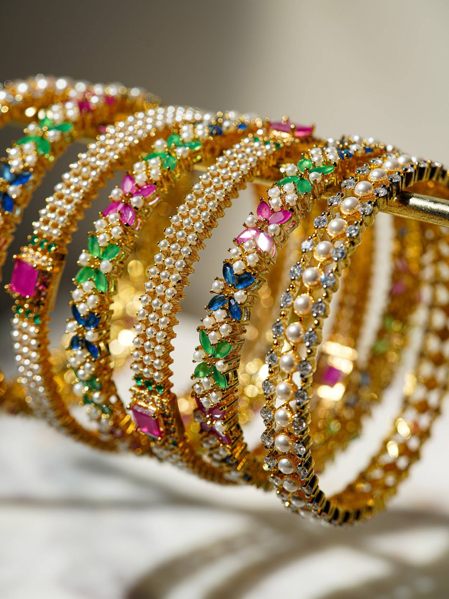 Anayasa - Gold Plated Multicolor Bangle Set (7 PC)