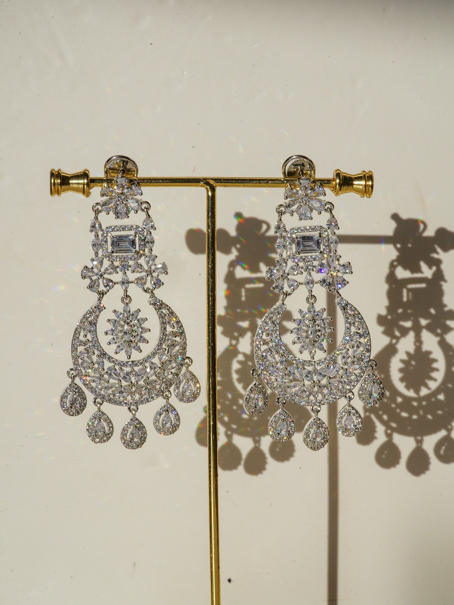 Samina - Exquisite Rhodium Plated Chandelier Earrings