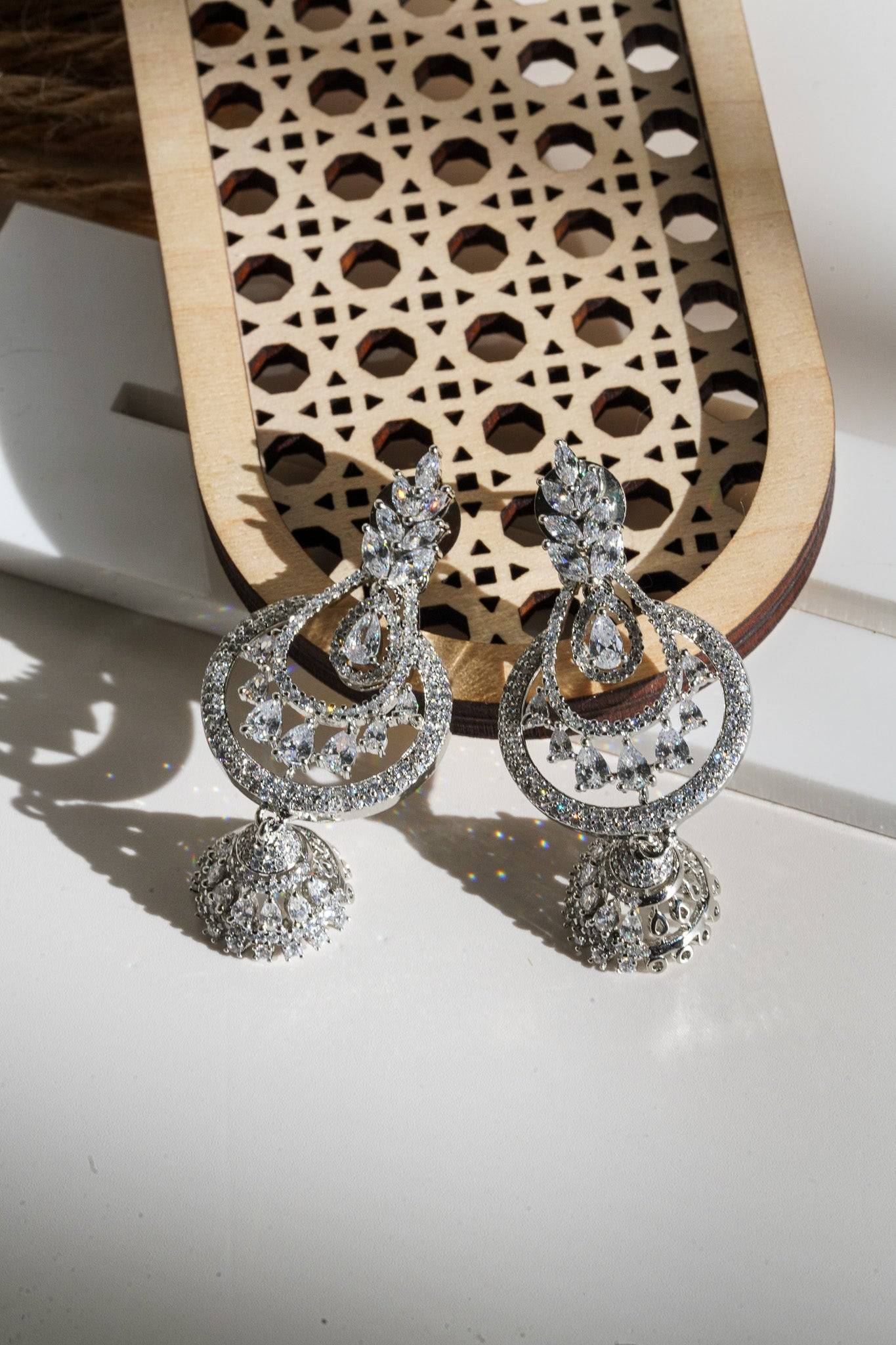 Mila- Dainty Drop Jhumki Earrings with Diamante Accents