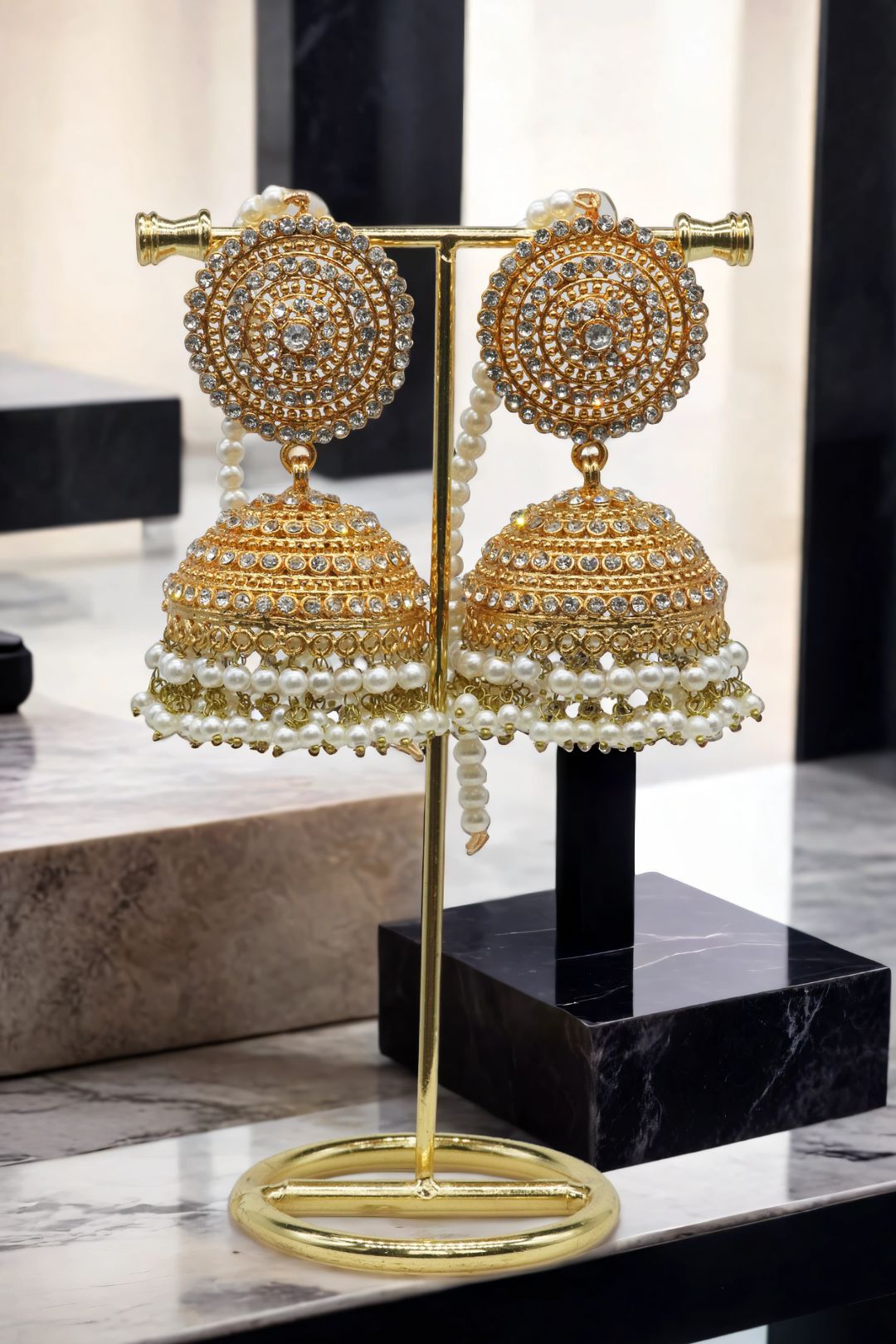 Tabiha -  Handcrafted Jhumka Earrings & Maang Tikka Set