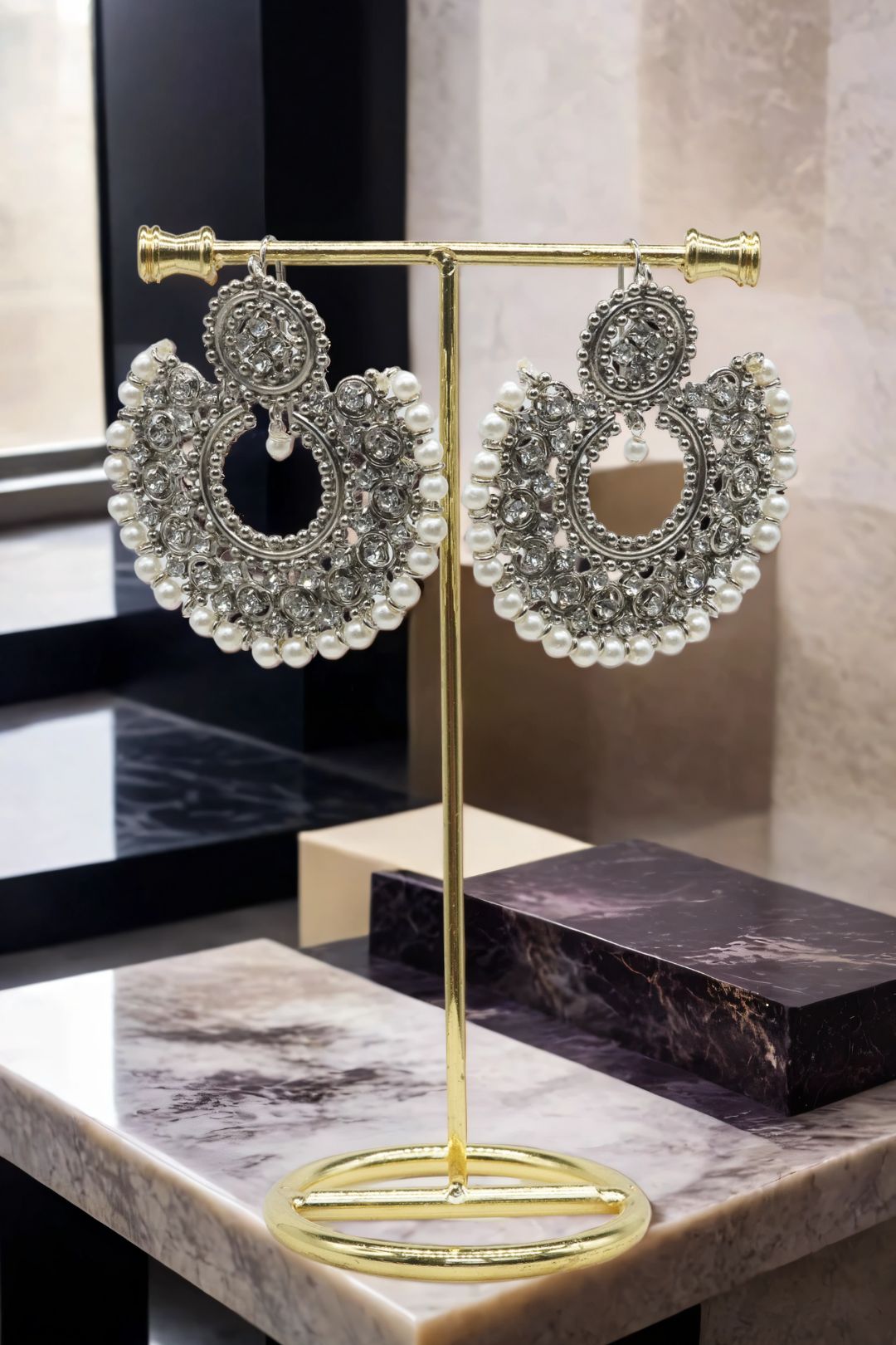 Laila - Chandbali Earrings and Maang Tikka Earrings & Tikka Set from Inaury