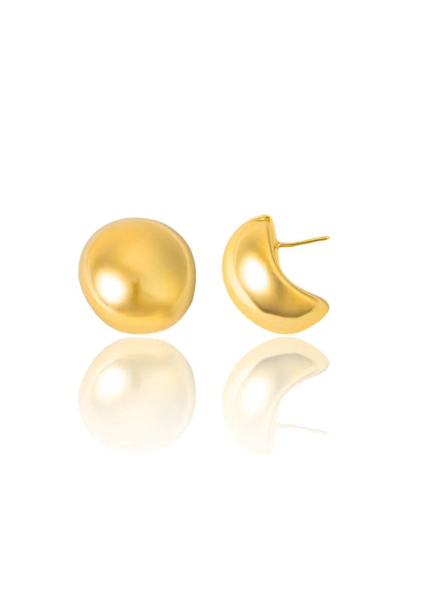 Round Jumbo Dome 18K Gold Filled Stud Earrings in gold