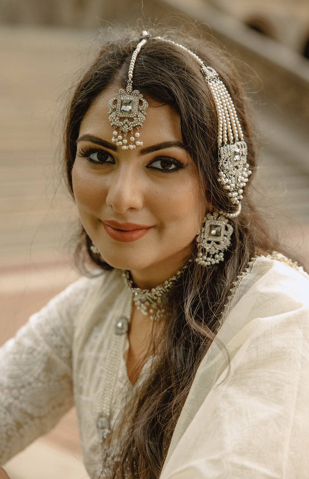 Sanzida Silver & Pearl Full Bridal Set - Pakistani bridal jewelry