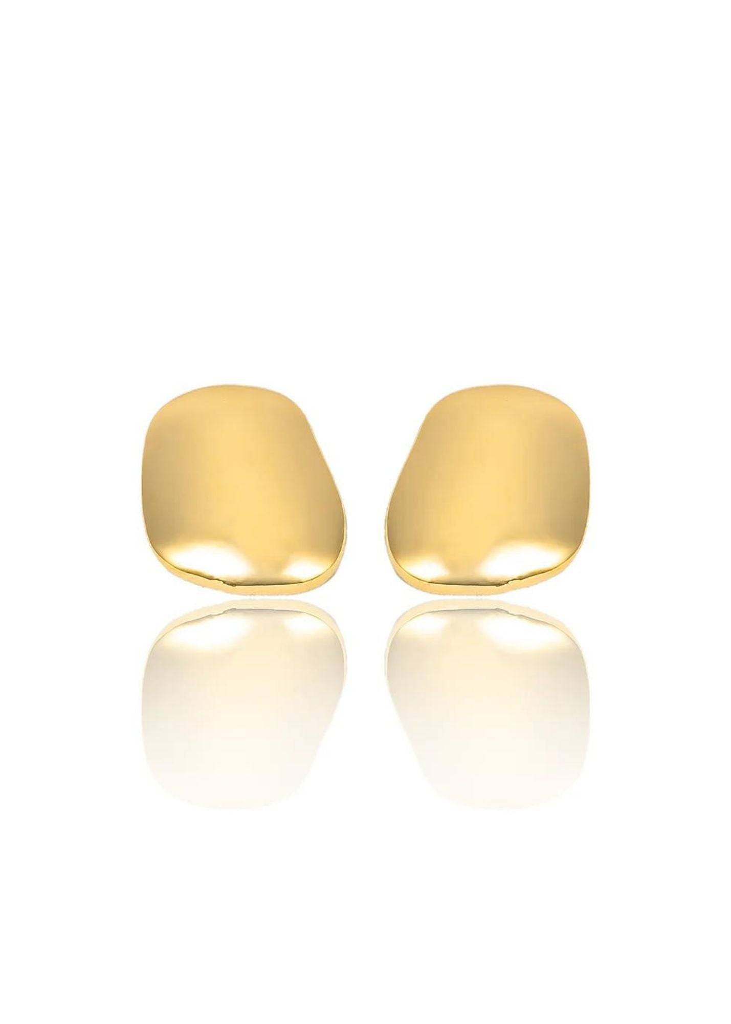 Smooth Flat Plain Square 18K Gold Filled Statement Earrings