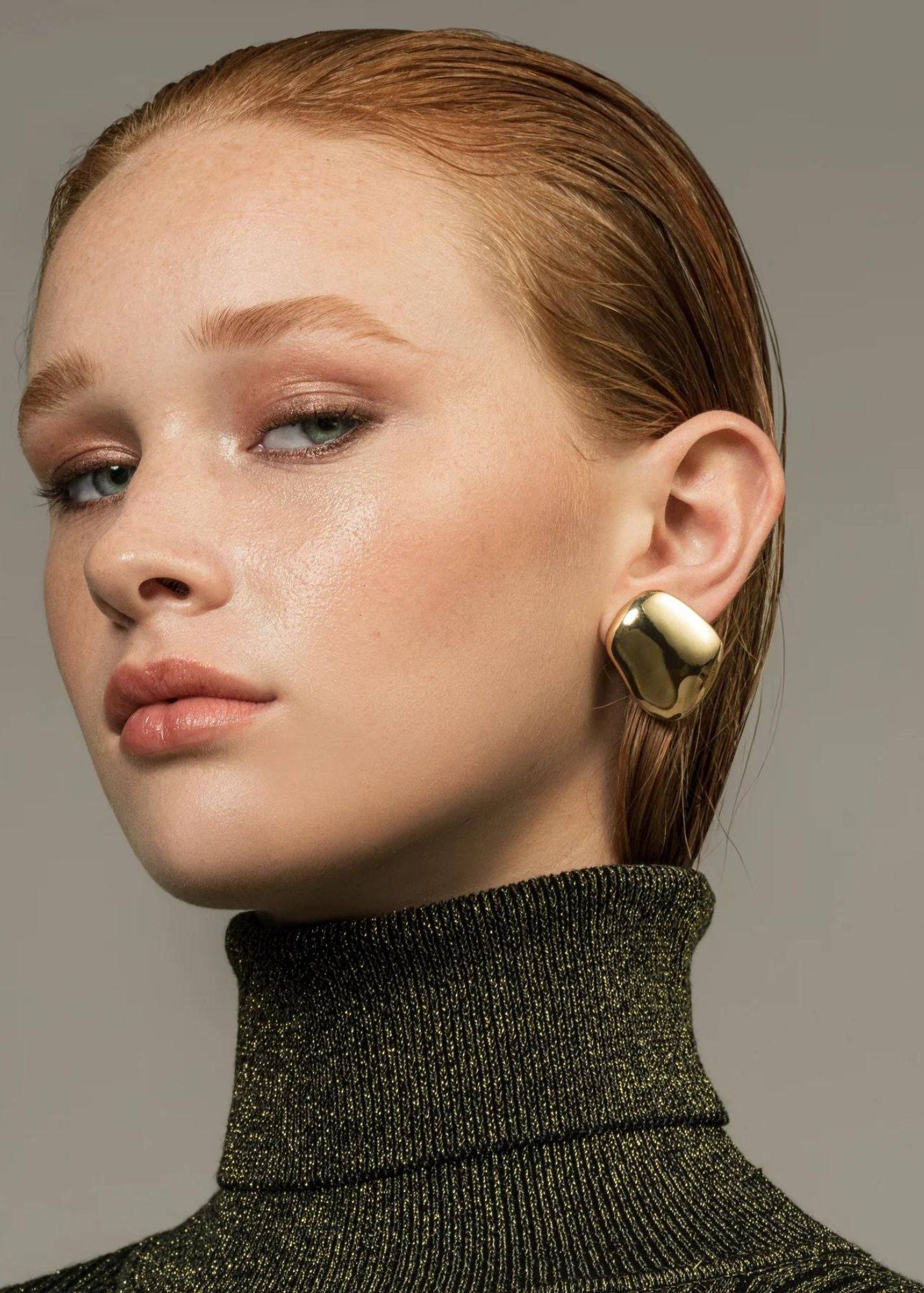 Smooth Flat Plain Square 18K Gold Filled Statement Earrings