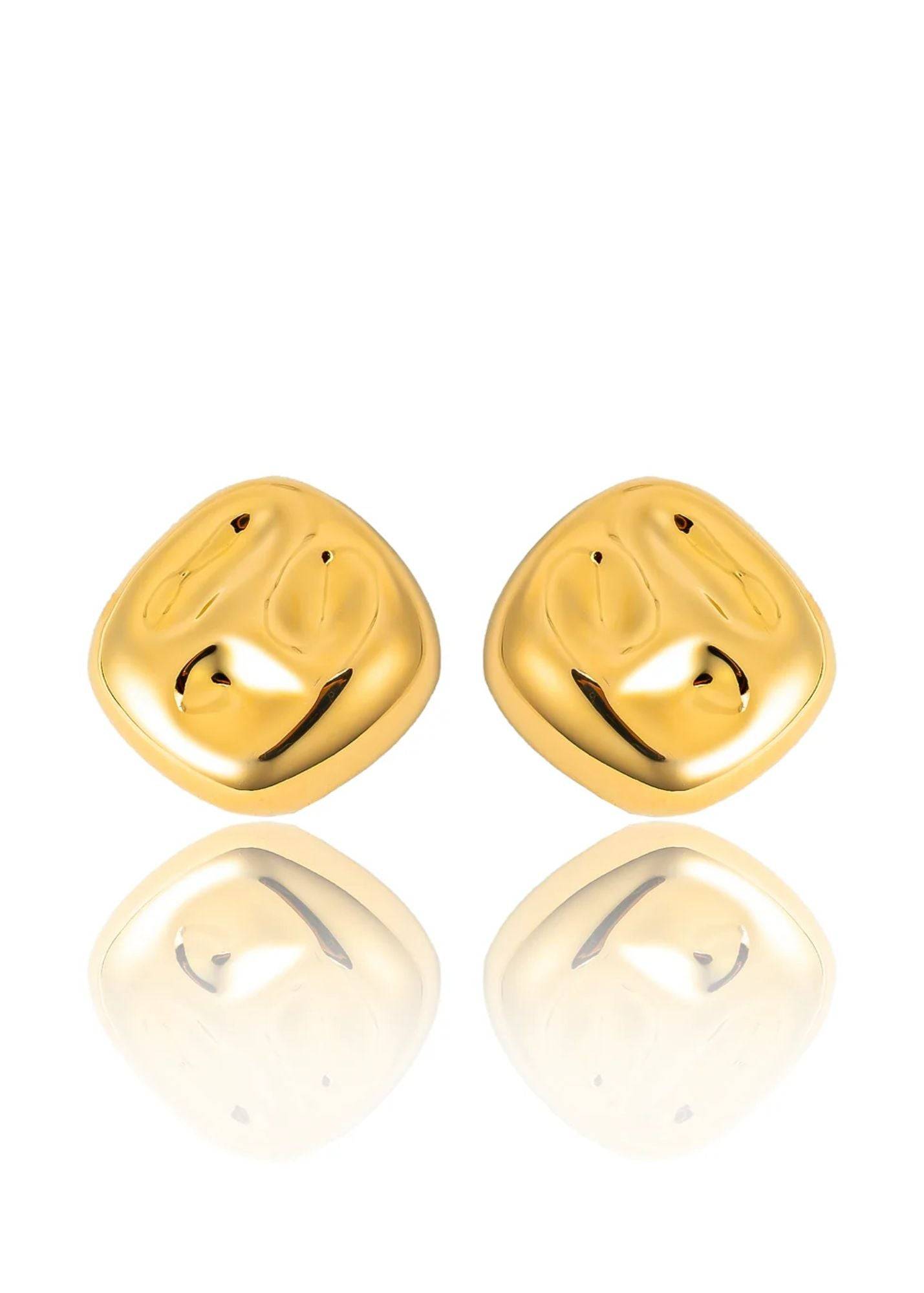 Square Maximalist Statement Stud Earrings in 18K Gold Filled from Inaury.com