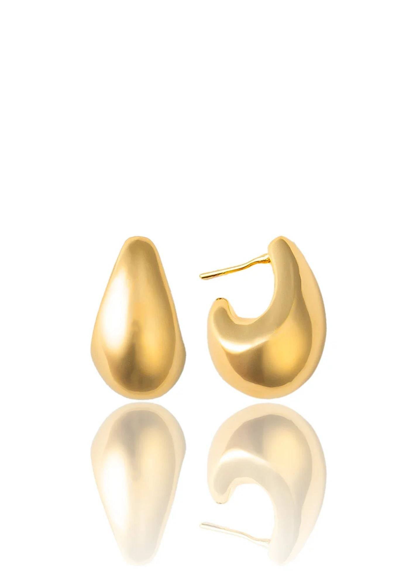 Thick Small Water Droplet Shaped 18K Gold Filled Earrings