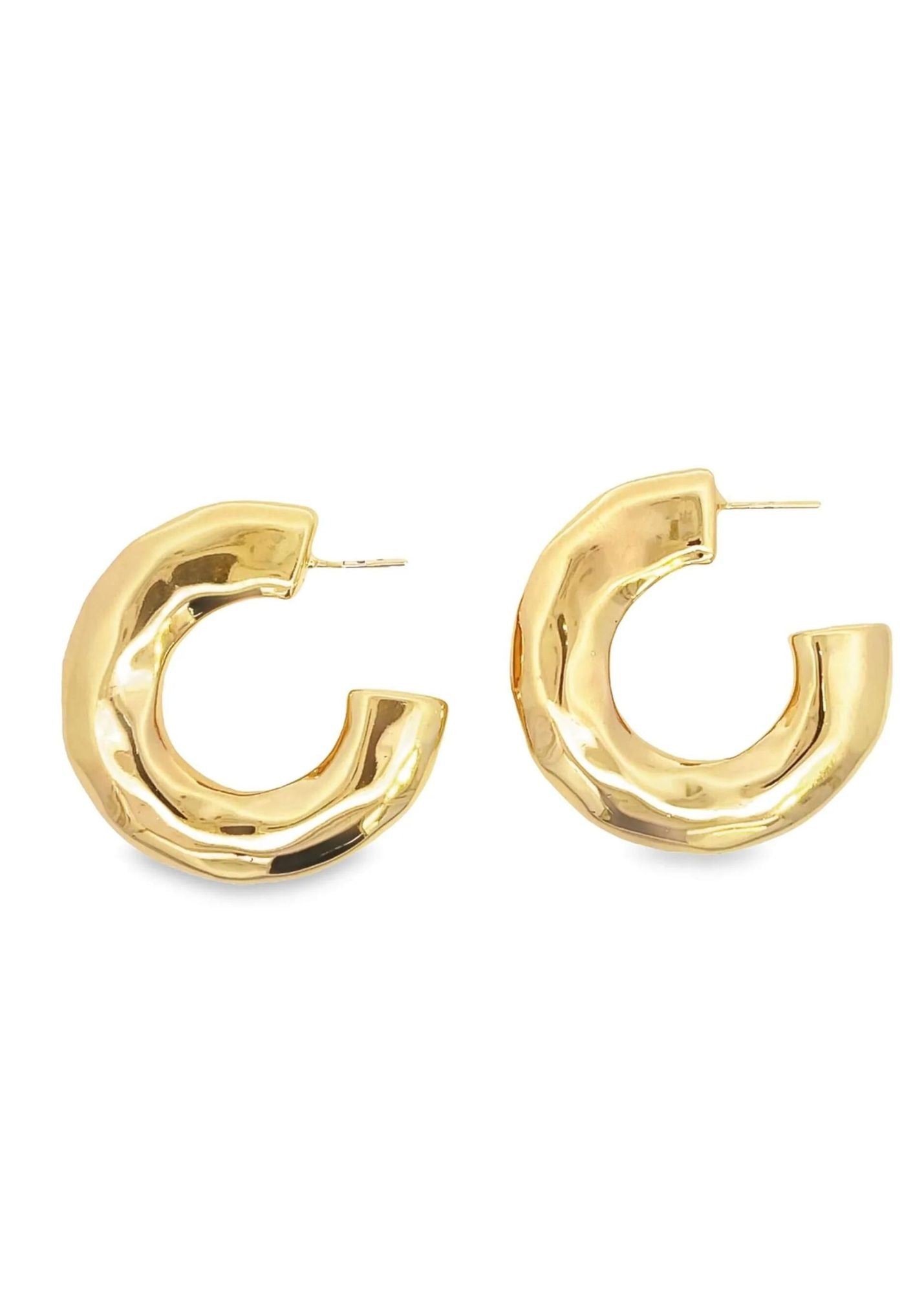 Thick Wavy 18K Gold Filled Huggie Hoops in gold or rhodium from Inaury.com