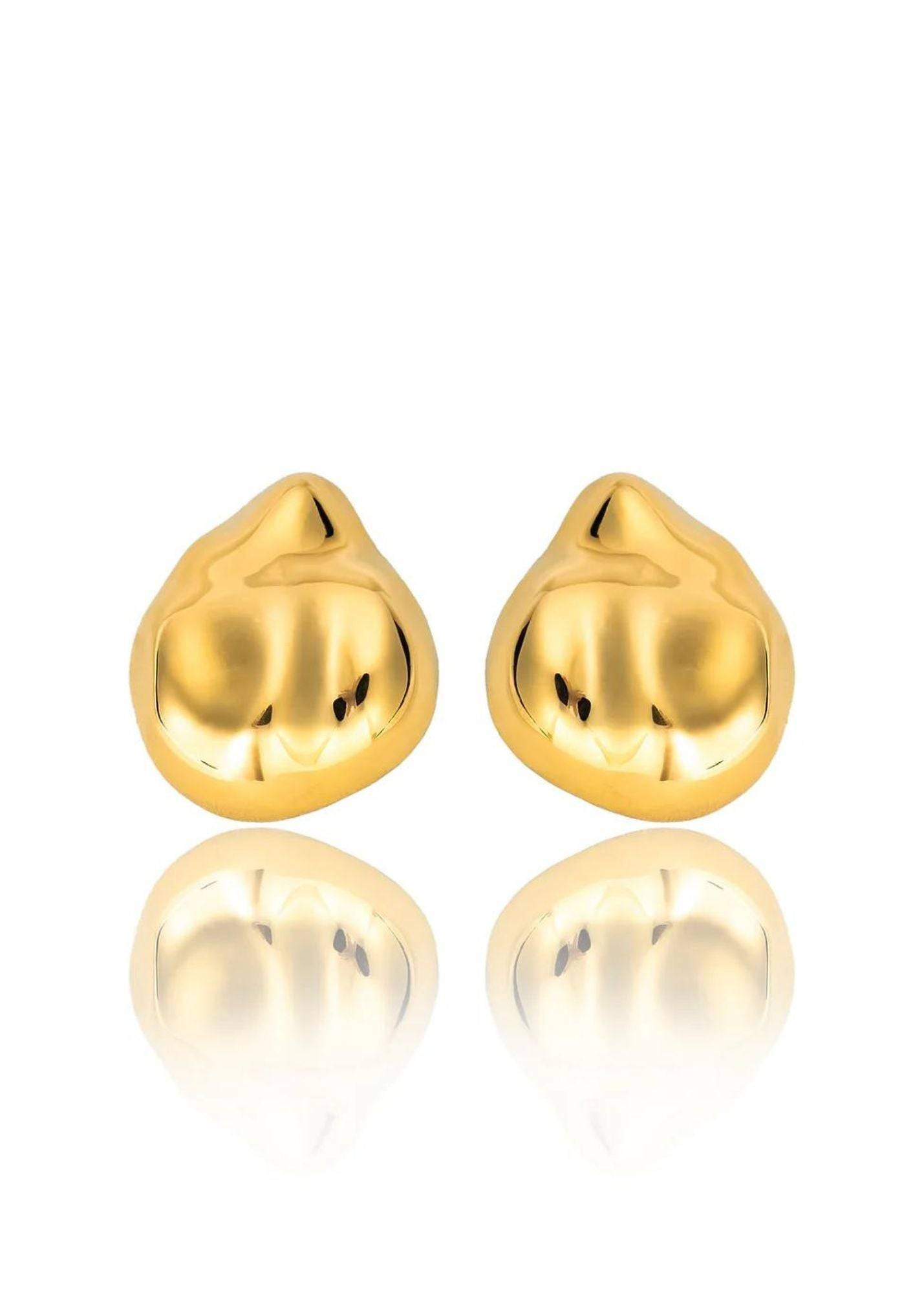 Waffle Posterior Geometric Dome 18K Gold Filled Earrings in gold or rhodium from Inuary.com