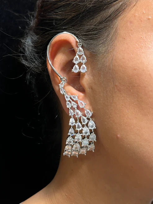 Luxurious Teardrop Crystal Ear Cuff on Display