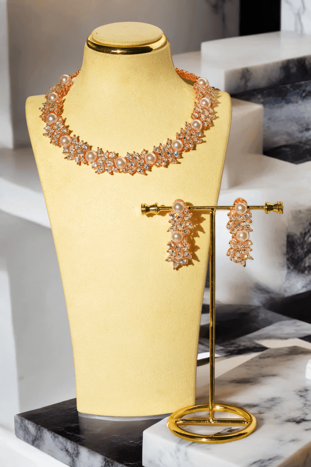 Gold necklace with hot accent stones