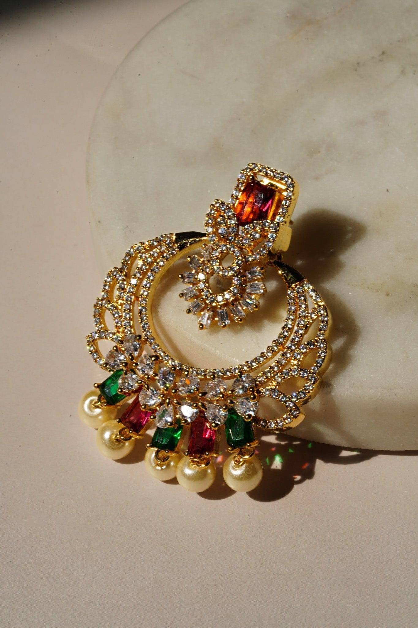 Buy Elegant Ruby Stone Chandbali Earrings Gold Plated Guaranteed Jewellery  Online