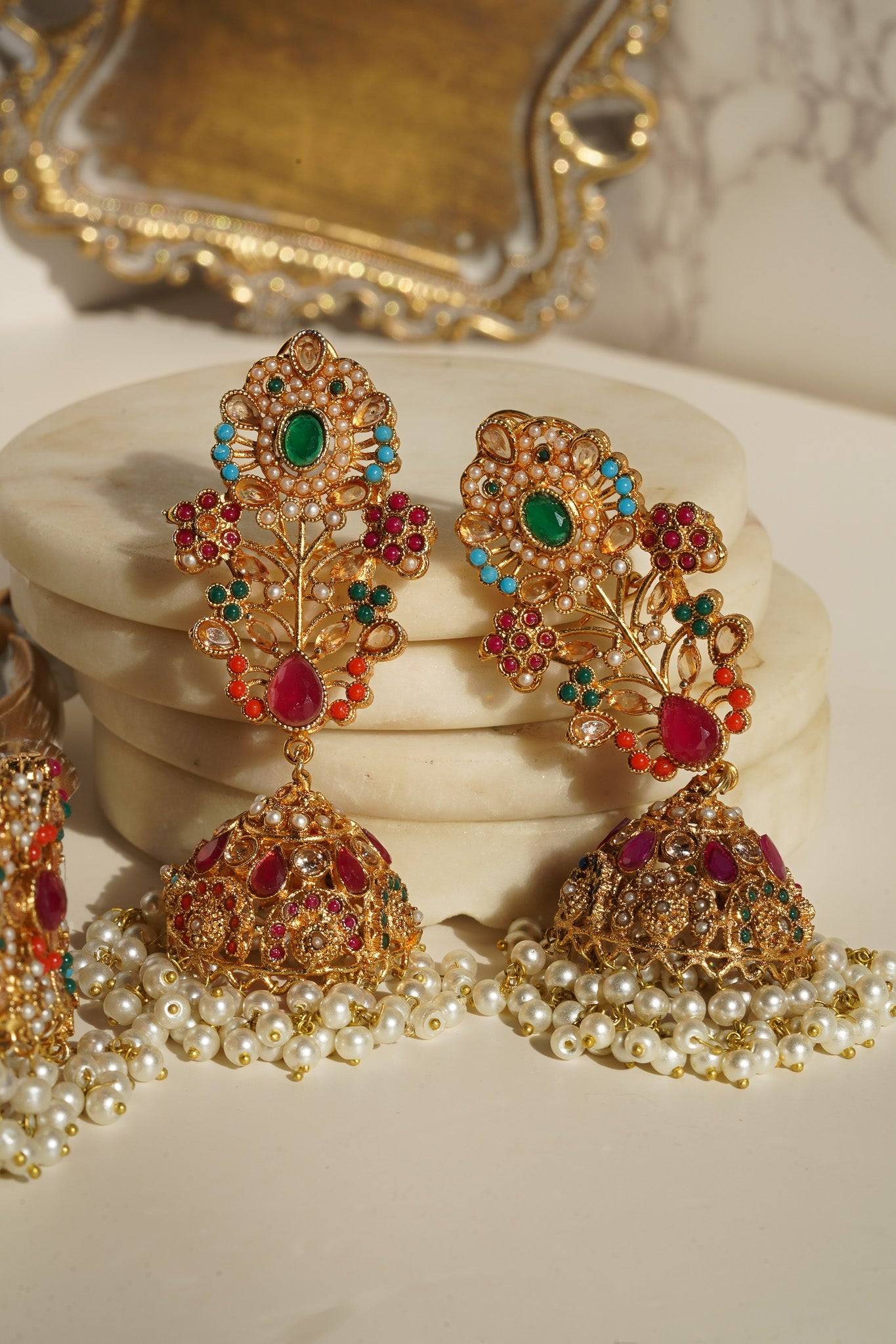 Choker necklace on sale with jhumka