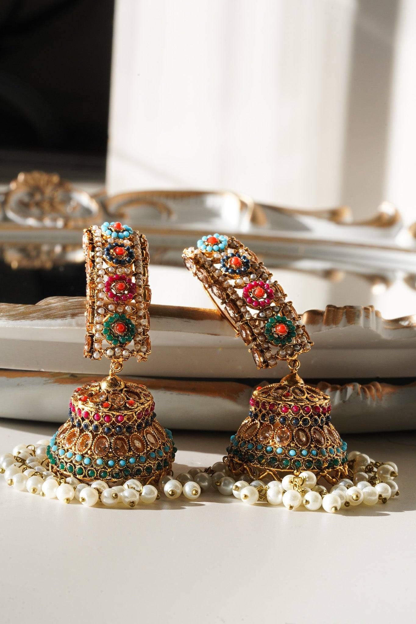 Navratna jhumkas on sale