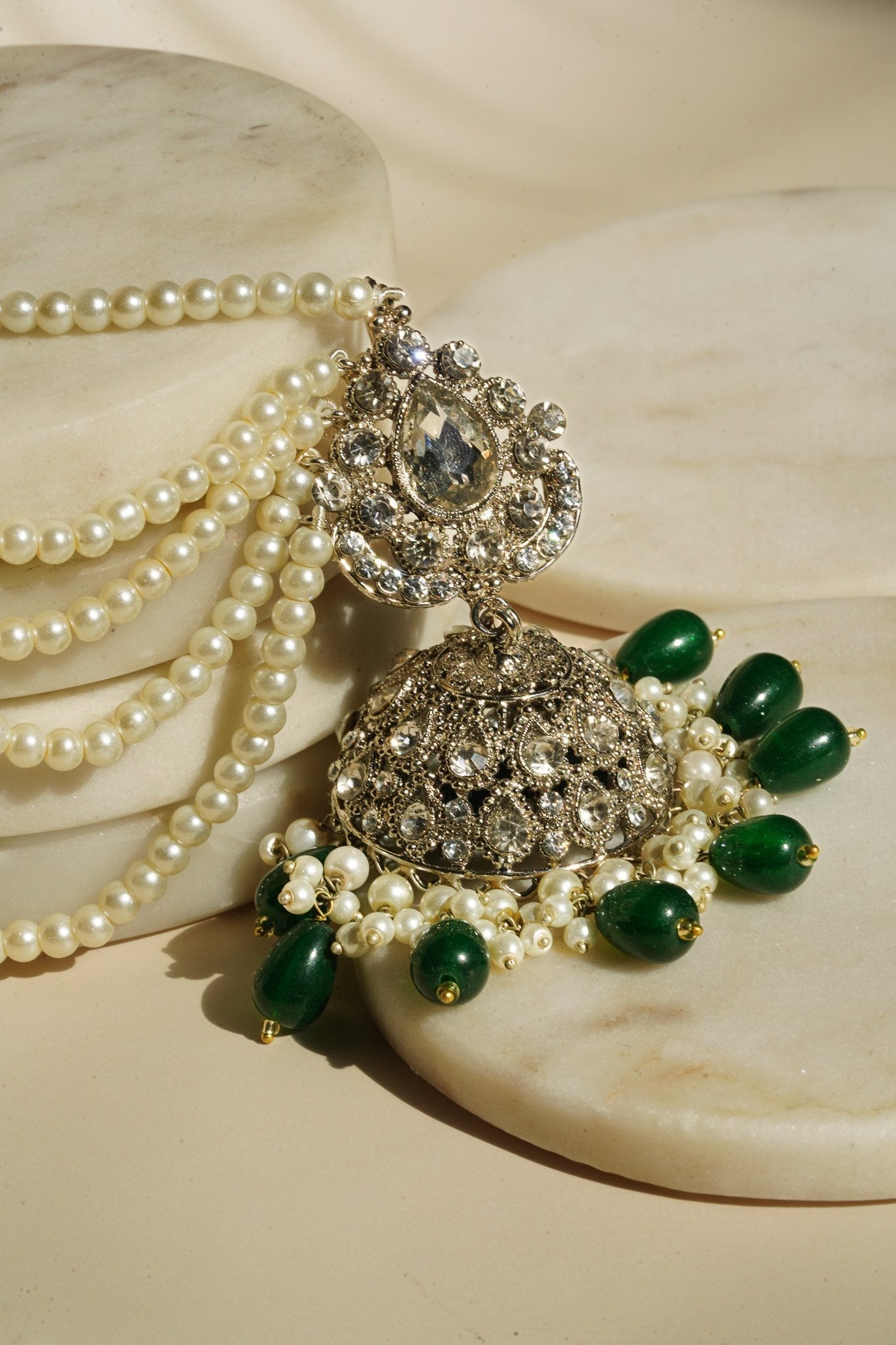 Gold Plated Kundan Polki & Pearl Green Meenakari Necklace Set Design by  Just Shraddha at Pernia's Pop Up Shop 2024