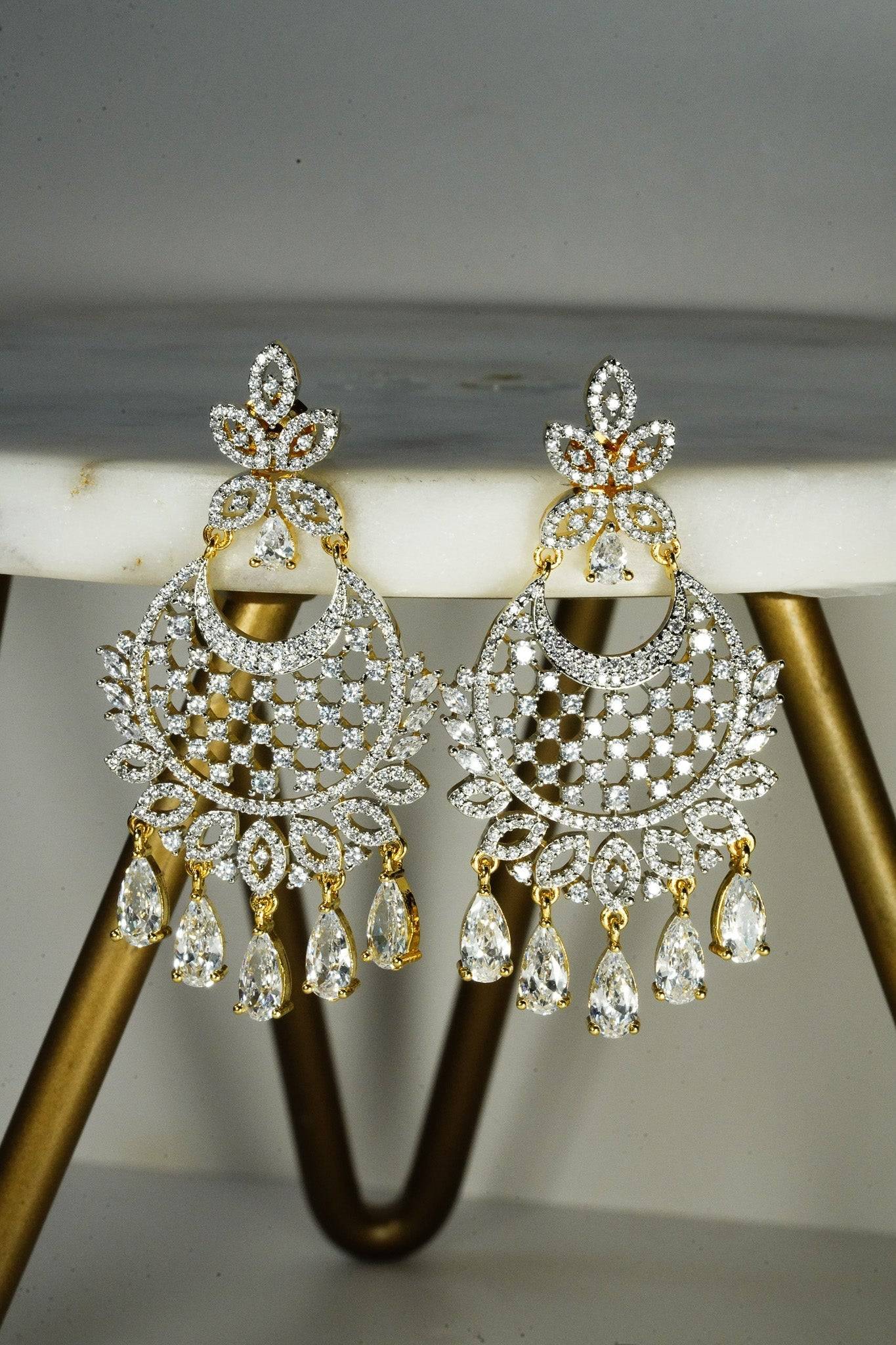 Simran American Diamond CZ Earrings and Tikka Set, Chandbali, Earrings Tikka  Set, Maang Tikka , Indian Jewelry Pakistani Jewelry - Etsy