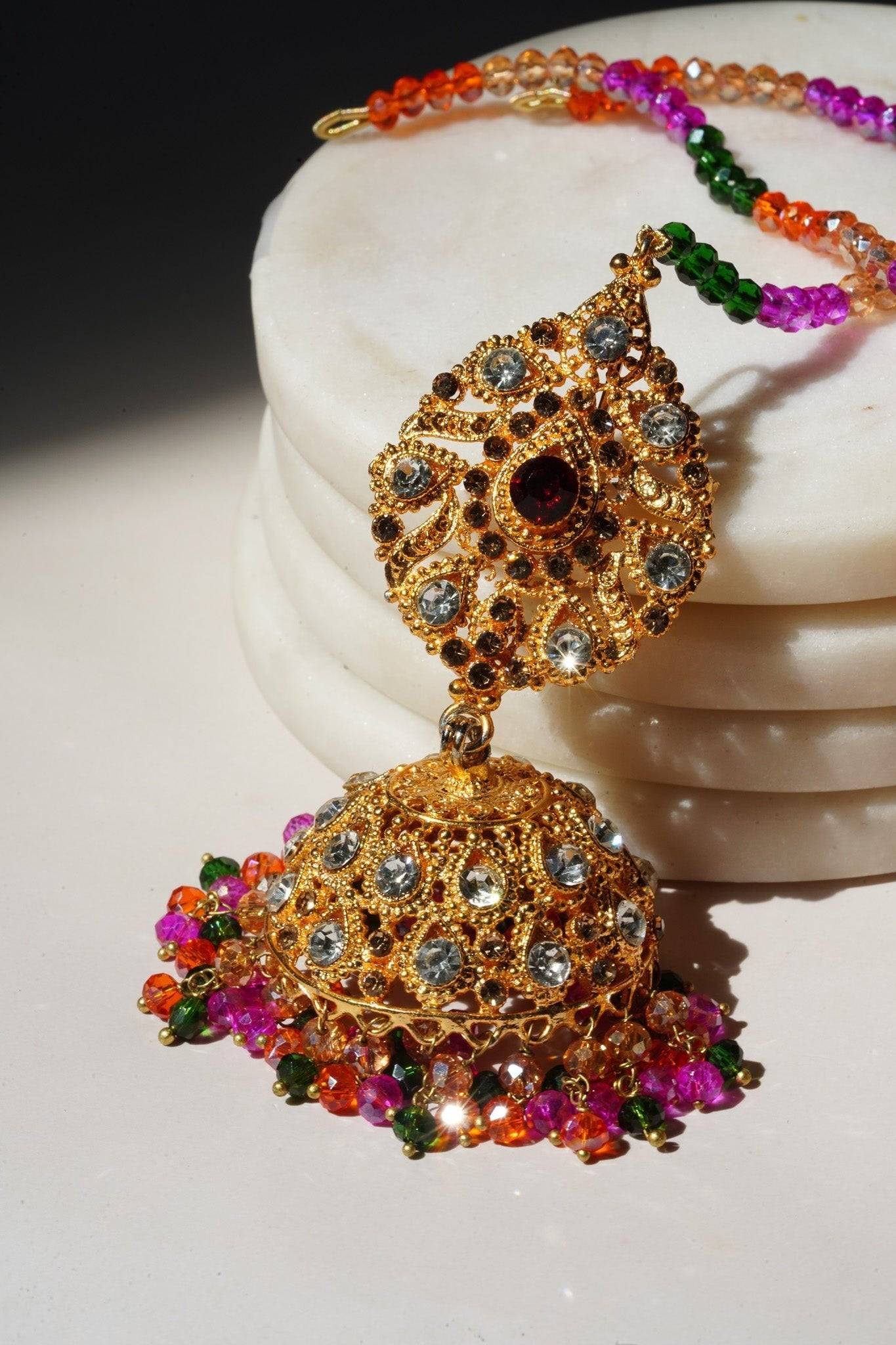 Buy Cream Enamelled Kundan-Pearl Chandbali Earrings! Online. – Odette